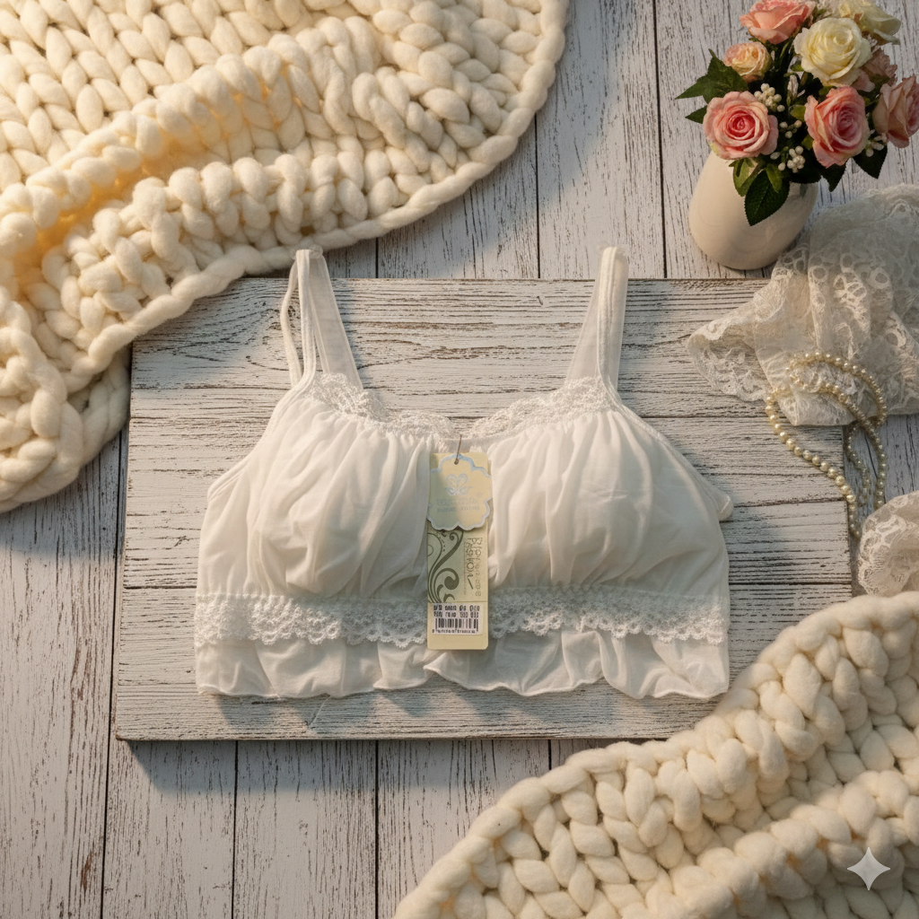 BD Stylish Lace Bralette for Young Girls – Soft Mesh Crop Bra, Premium Quality & Comfortable Fit