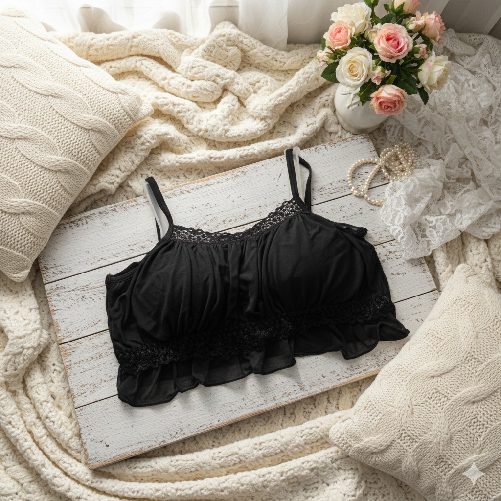 BD Stylish Lace Bralette for Young Girls – Soft Mesh Crop Bra, Premium Quality & Comfortable Fit