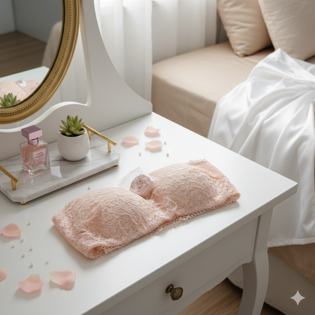 Luxury Lace Strapless Bandeau Bra – Seamless Wireless Tube Top (With Detachable Straps)