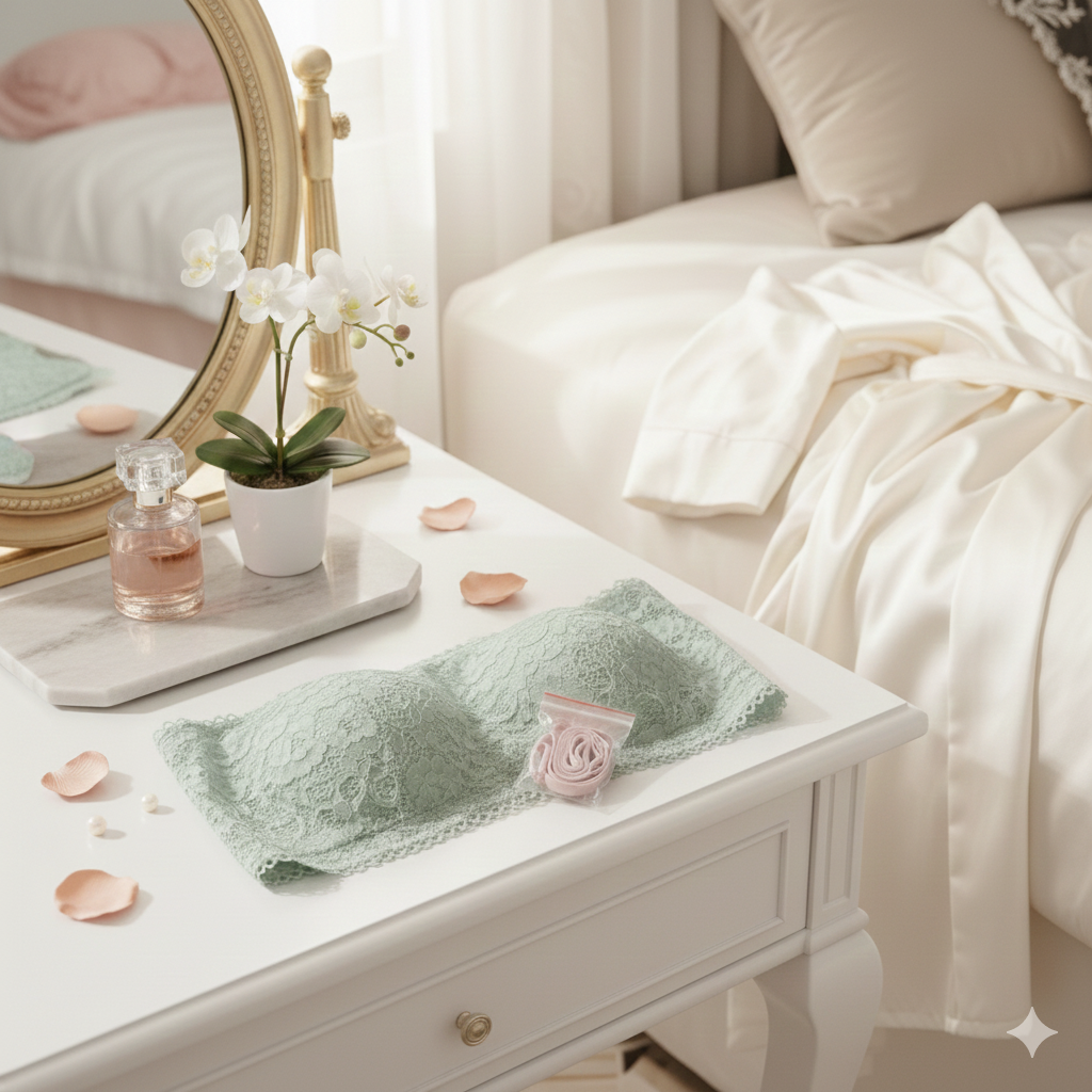 Luxury Lace Strapless Bandeau Bra – Seamless Wireless Tube Top (With Detachable Straps)