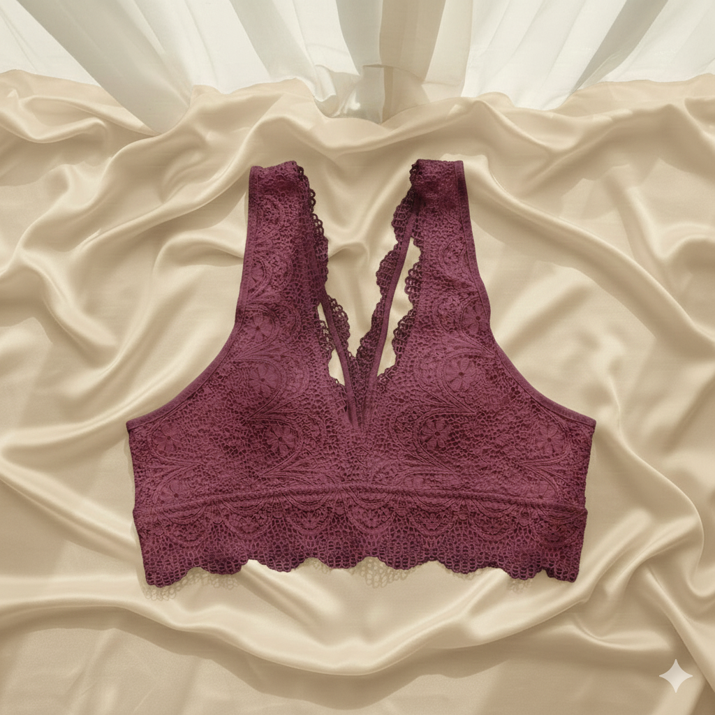 Sexy V-Shape Lace Bra – Fashionable Women’s Cotton Bra