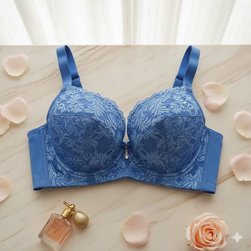 Flourish Lace Essentials Wired Push-Up Bra – Plunge Neckline Lace Bra with Adjustable Straps | Elegant Evening Wear Bra